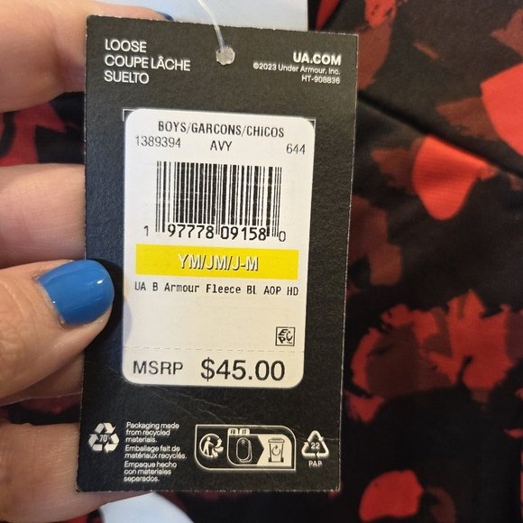 Under Armour Boys' Armour Fleece Camo Hoodie Youth Medium Black Red Activewear - Picture 4 of 8